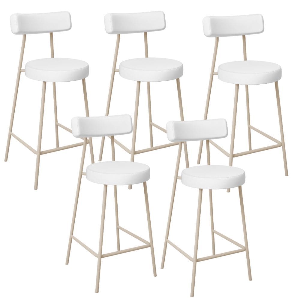 Kit 05 Banquetas Baixa Cozinha Sala Jantar Bancada Milão Arena L02 Facto Branco -LyamDecor