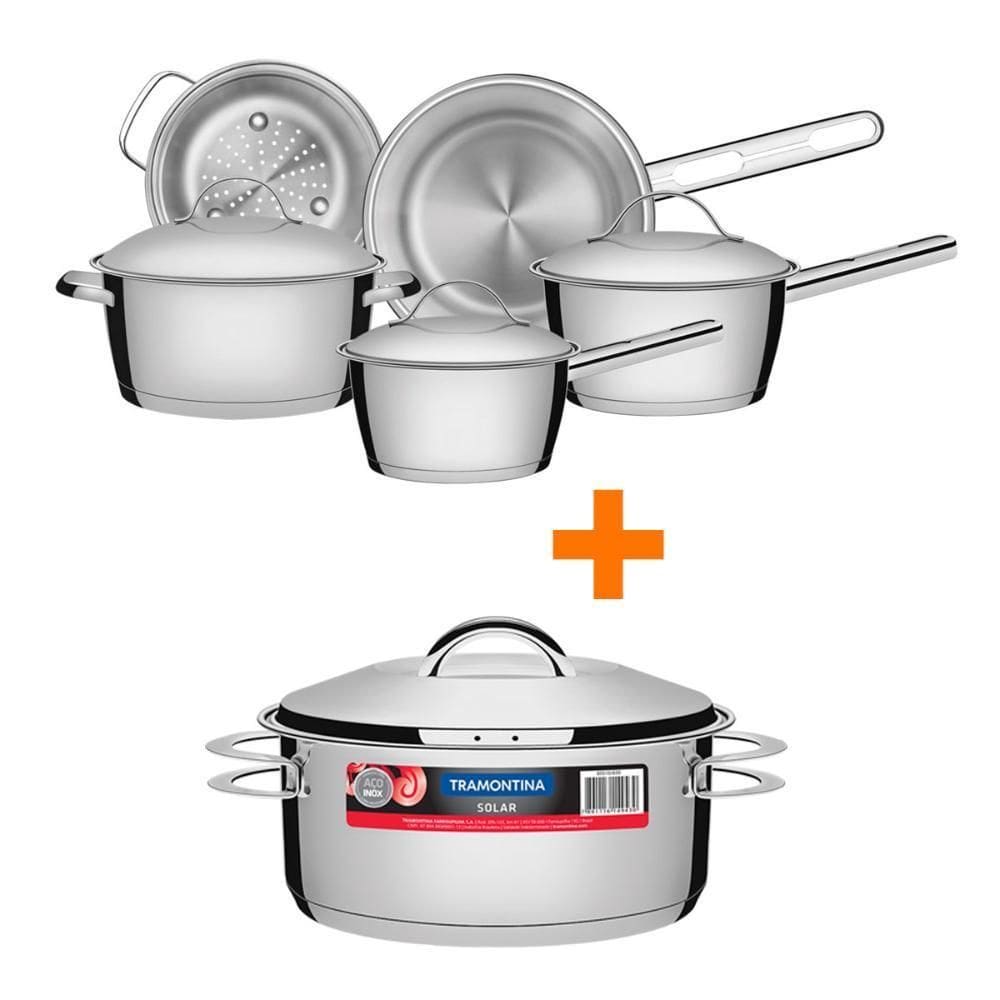Conjunto Panelas Inox 5 Pç + Panela Inox 4,7L Tramontina