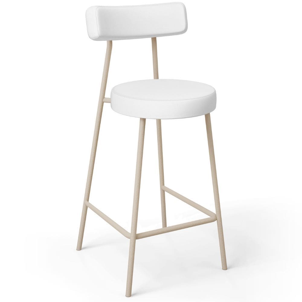 Banqueta Baixa Cozinha Sala Jantar Bancada Milão Arena L02 Facto Branco  -LyamDecor