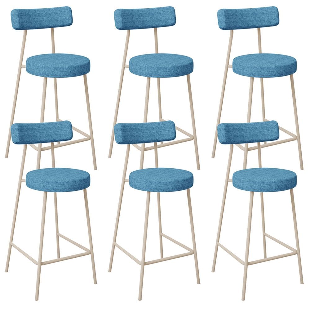 Kit 06 Banquetas Baixa Cozinha Sala Jantar Bancada Milão Arena L02 Linho Azul  -LyamDecor
