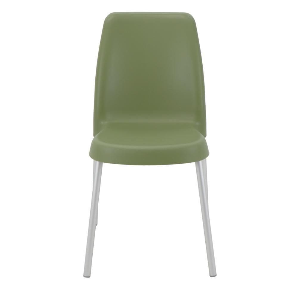 Cadeira Tramontina Vanda Em Polipropileno Verde Oliva Com Pernas De Alumínio