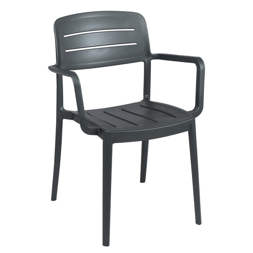 Cadeira Tramontina Amélia Em Polipropileno Grafite Com Braços