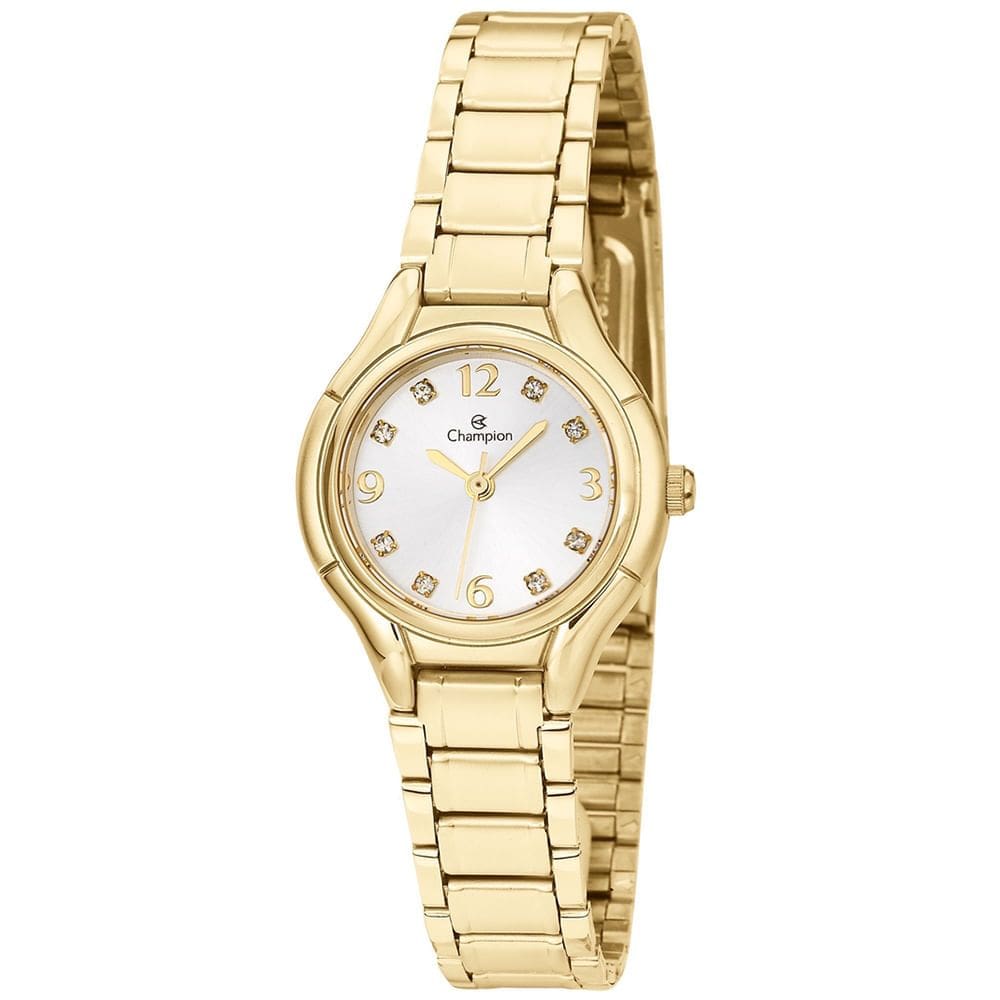 Relógio CHAMPION feminino dourado strass pequeno CH24964H