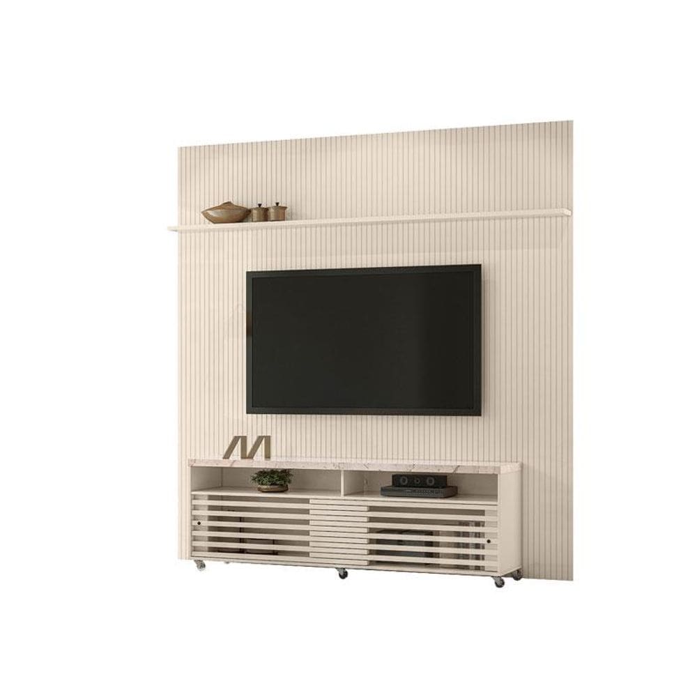 Painel Piso Teto New Guaporé com Rack Bancada Frizz Cross New Prestige Calacata Off White - Madetec