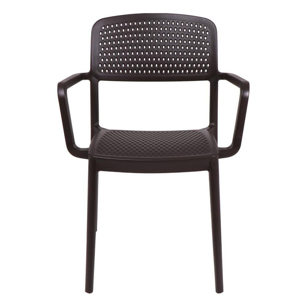 Cadeira Tramontina Serena Em Polipropileno Marrom Com Braços