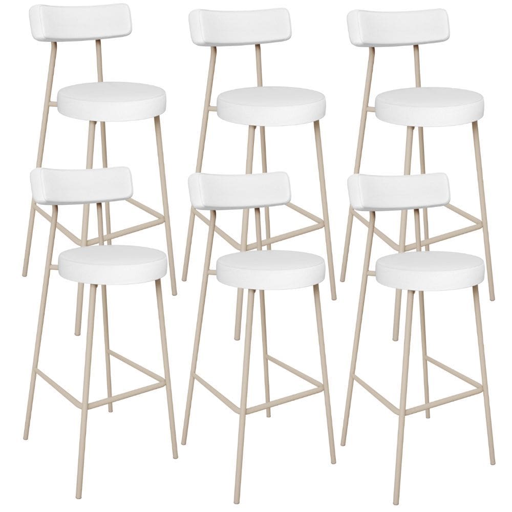 Kit 06 Banquetas Alta Bar Cozinha Sala de Jantar Aço Milão Arena L02 Facto Branco - Lyam Decor