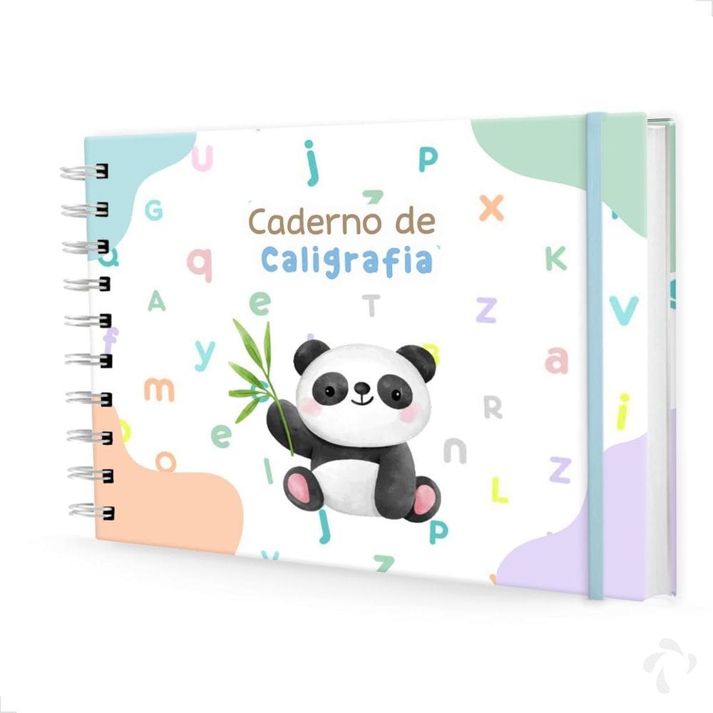 Caderno De Caligrafia Com Atividades Capa Dura Menino Panda
