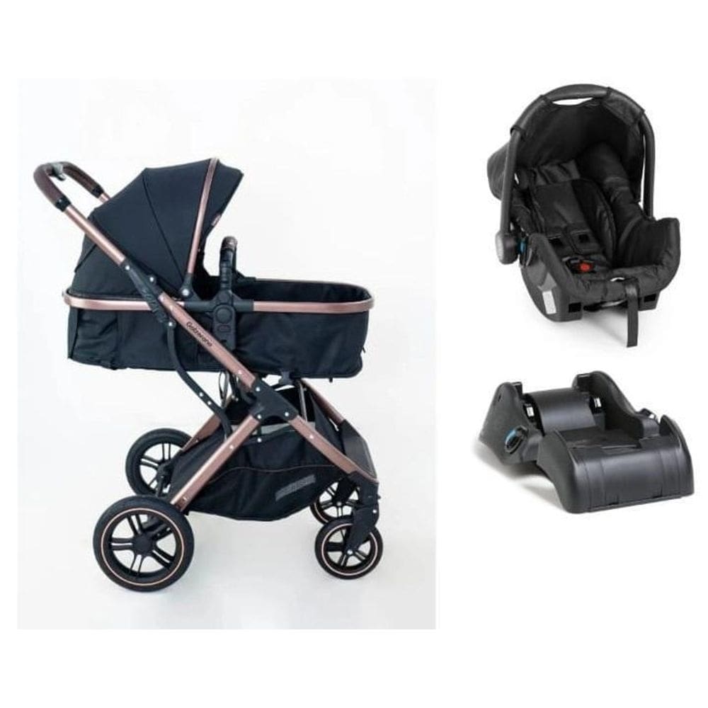 Carrinho Galzerano Zoe Moises Preto Com Bebe Conforto E Base
