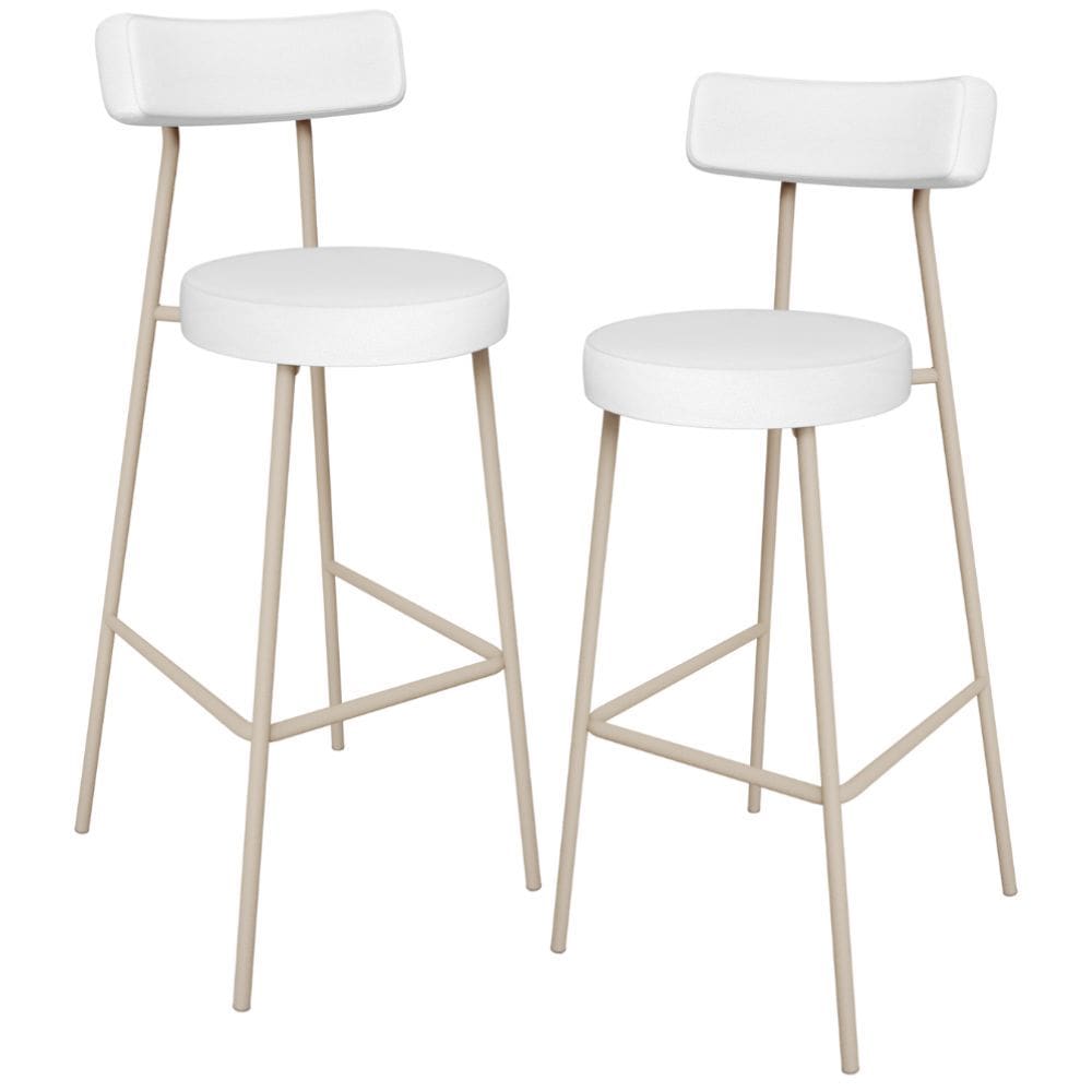 Kit 02 Banquetas Alta Bar Cozinha Sala de Jantar Aço Milão Arena L02 Facto Branco - Lyam Decor