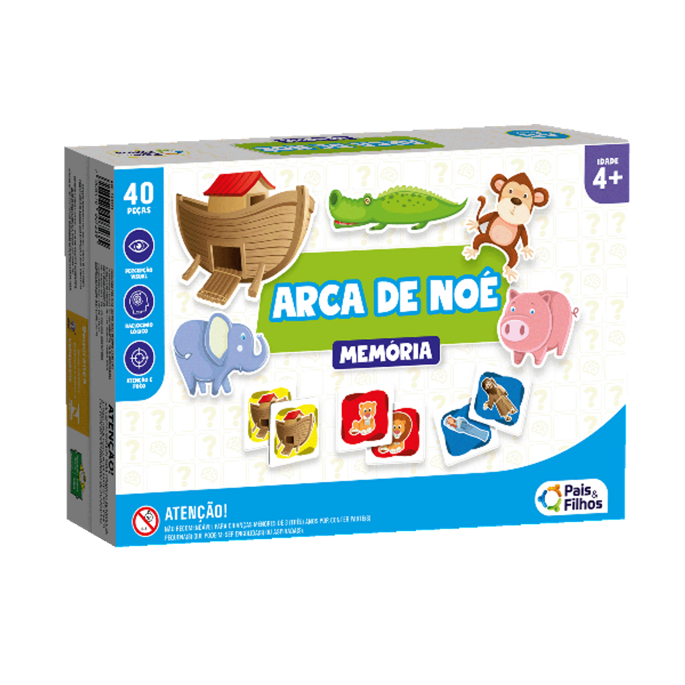 Jogo da Memória Arca de Noé - 40 Peças - Pais e Filhos