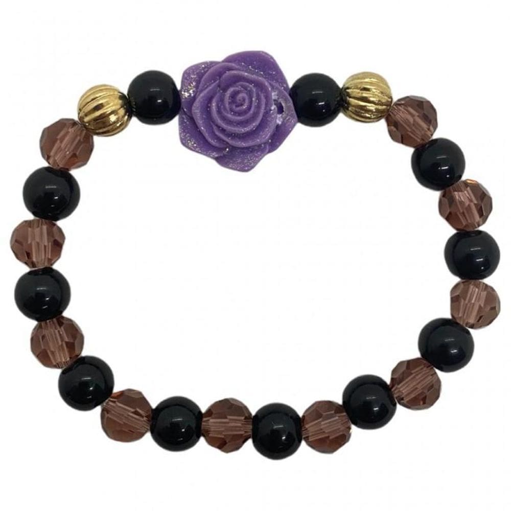 Pulseira Pomba Gira Rosa Roxa Cristal E Silicone