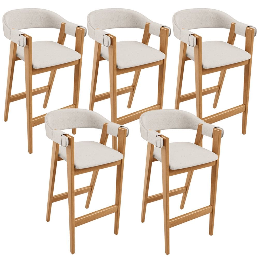 Kit 05 Banquetas Alta Bar Cozinha Sala de Jantar Bar Nadja L02 Linho Cru - Lyam Decor