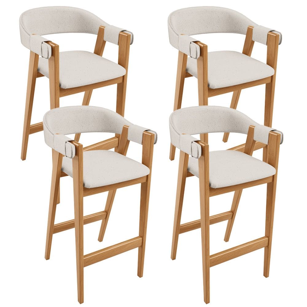 Kit 04 Banquetas Alta Bar Cozinha Sala de Jantar Bar Nadja L02 Linho Cru - Lyam Decor