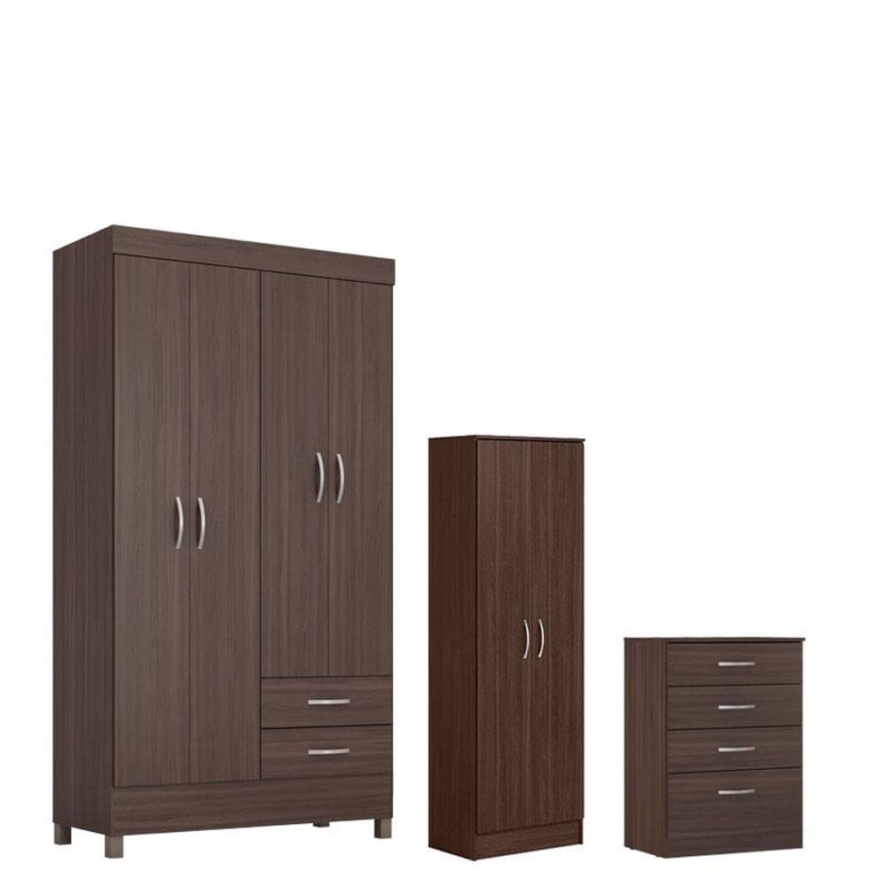 Guarda Roupa Solteiro Astro com Multiuso Golden com Comôda Astral Café - Demóbile