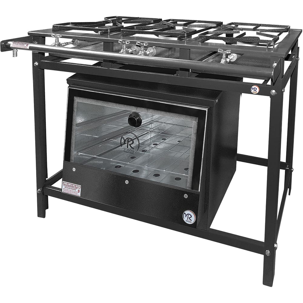 Fogão Industrial 3 Bocas 2qsimples 1qduplo Com Forno MR Fogões