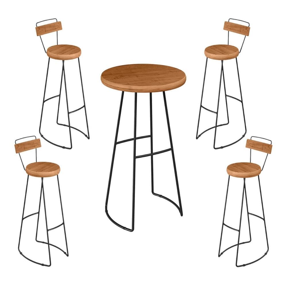 Jogo Mesa Bistro 4 Banquetas Alta Com Encosto Cozinha Balcão - ÉdeCasaMóveis