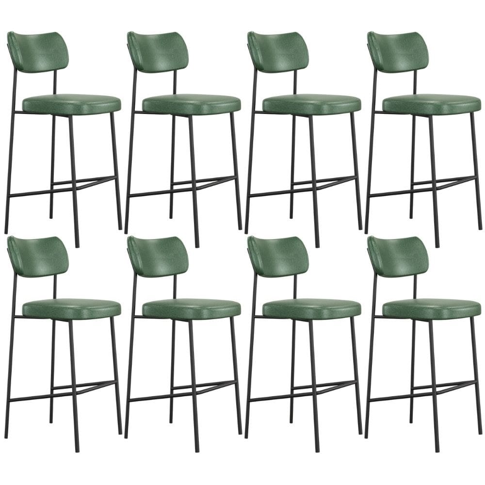 Kit 08 Banquetas Alta Bar Cozinha Sala De Jantar Preto Melina L02 Couríssimo Verde - Lyam Decor