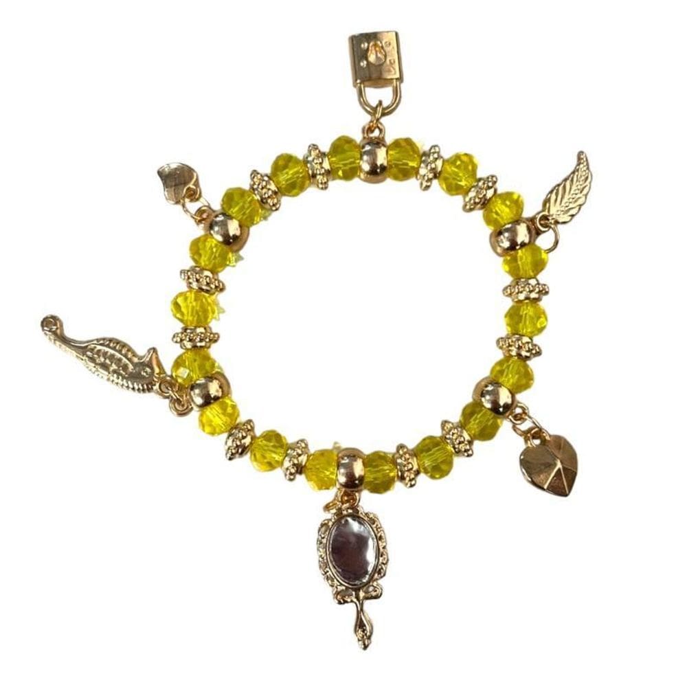 Pulseira Oxum Abebê Umbanda Cristal Dourado E Silicone