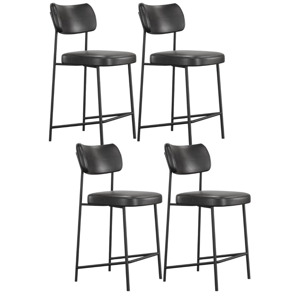 Kit 04 Banquetas Baixa Bar Cozinha Sala De Jantar Preto Melina L02 Couríssimo Preto - Lyam Decor