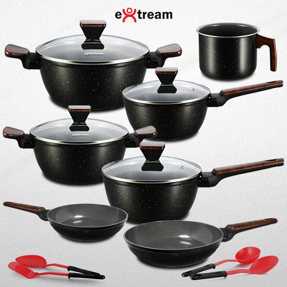 Jogo de Panelas Revestimento Ceramica Indução 11 peças Extream Black Sampa Vulkano