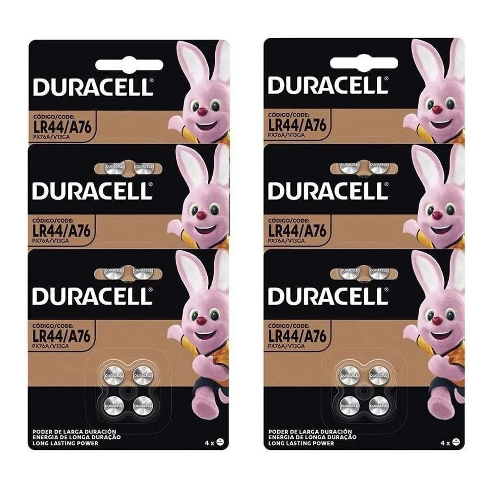 Bateria Lr44 Duracell 1.5V Botão 6 Cartelas C/4 Unidades