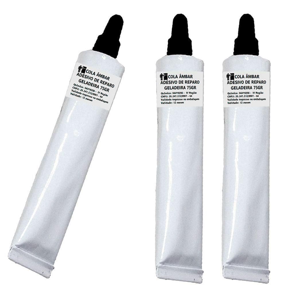 Kit 3 Adesivo De Contato Cola Reparo Gaxeta Geladeira Ambar