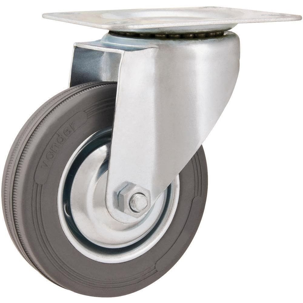 Rodizio Giratório 3 Leve 40Kg Núcleo Chapa Borracha Cinza -