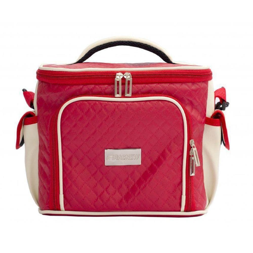 Bolsa Térmica 3 Potes - Vermelha Com Marfim Fit Model