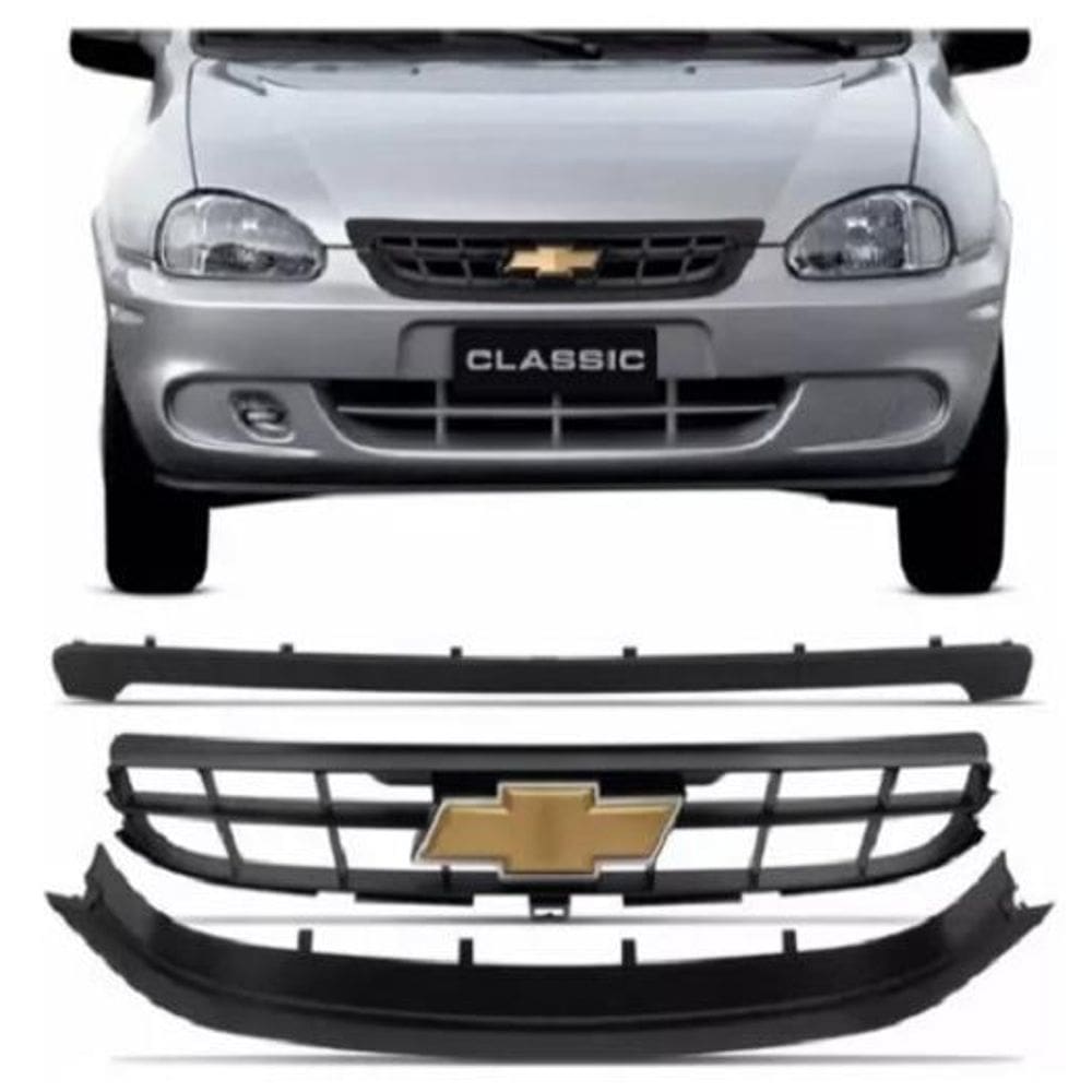 Grade Radiador Corsa Classic 2010 3 Partes Emblema