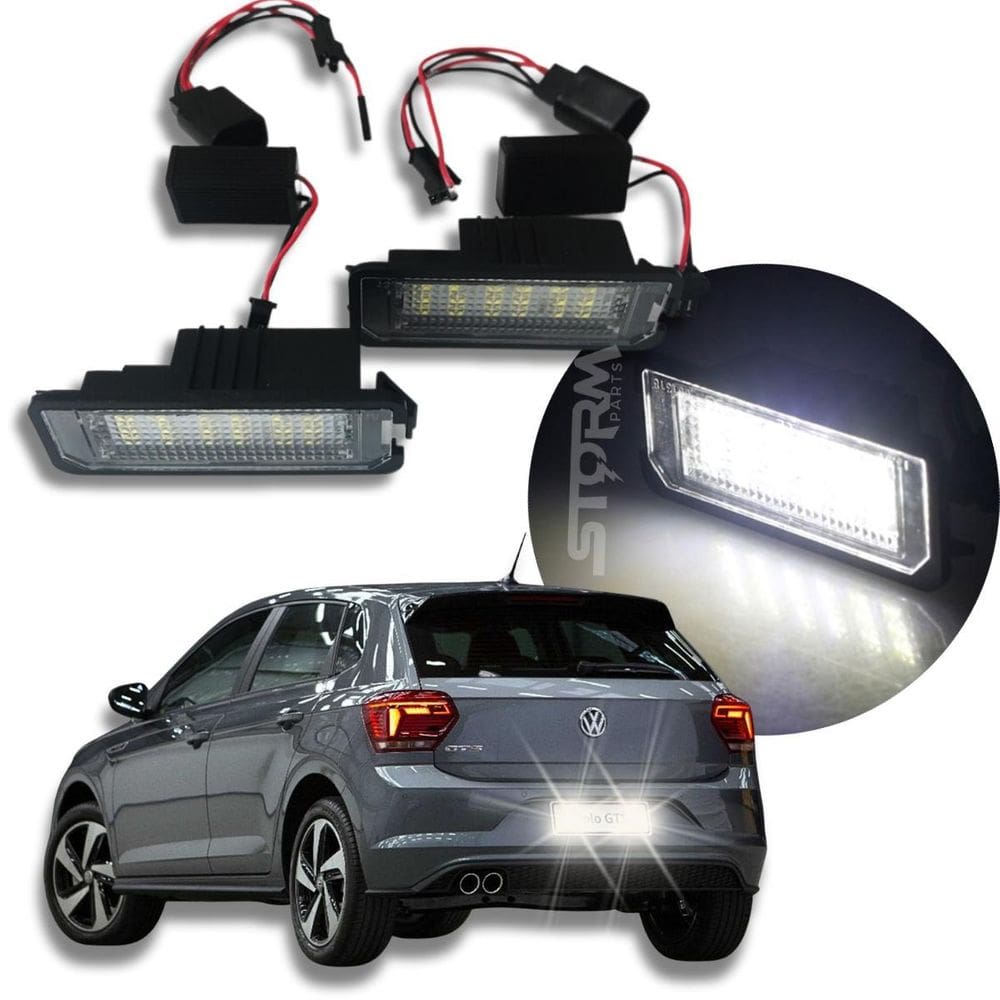 Luz Placa Led Vw Novo Polo 2018 a 2023 Luz Super Branca Par