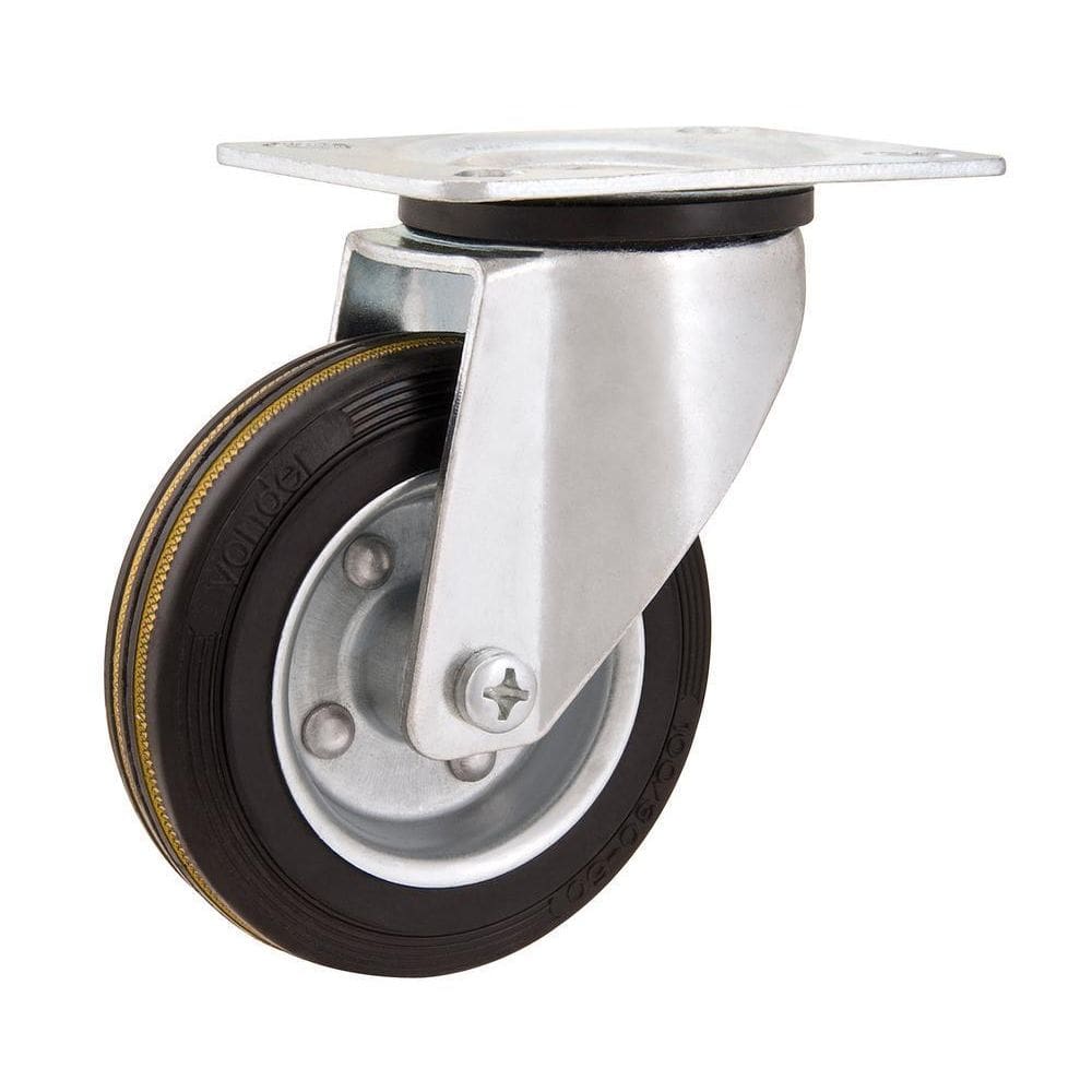 Rodizio Giratório 8 Média 180Kg Núcleo Chapa Borracha Preta