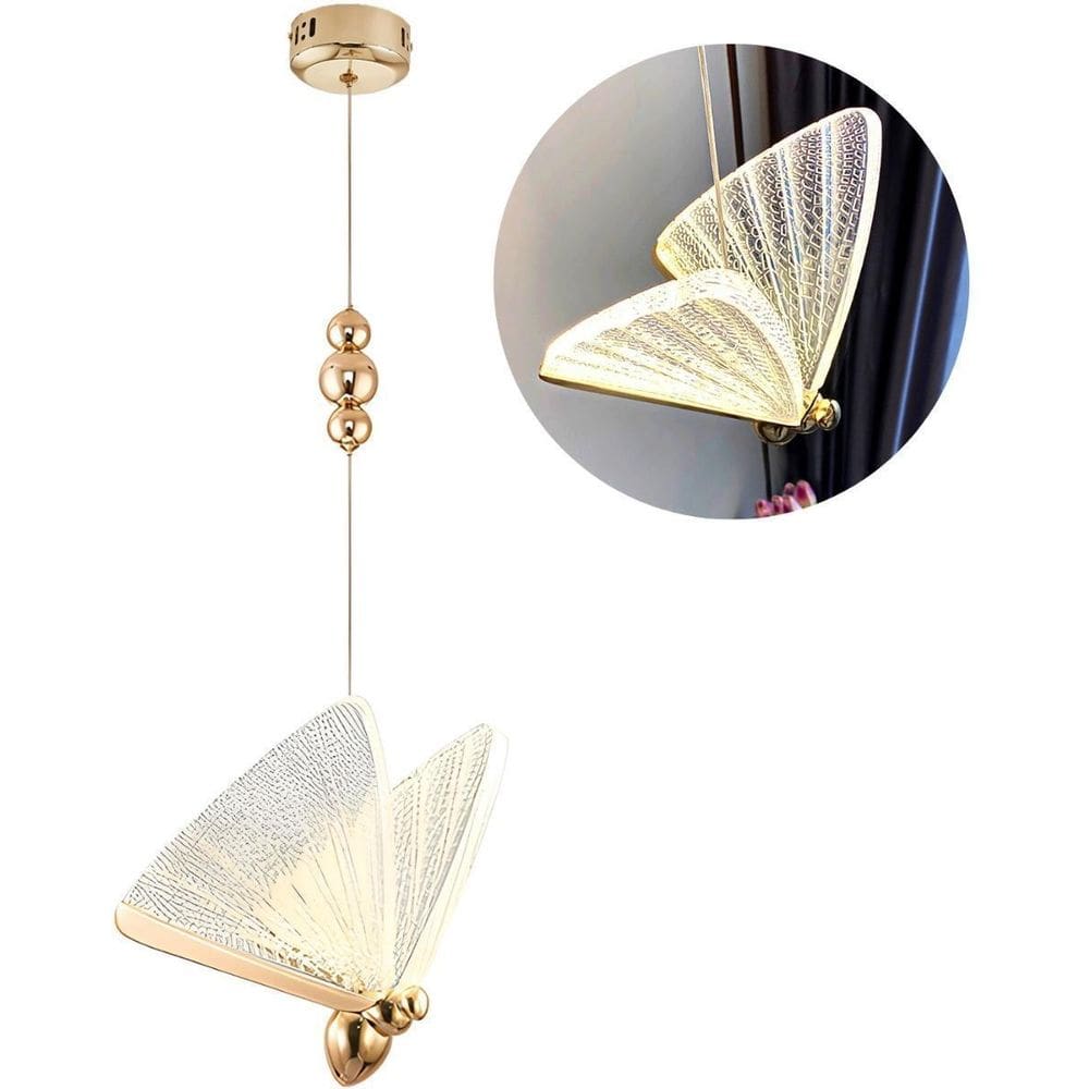 Luminária Pendente Led Borboleta Gold Bivolt Moderno 3000K