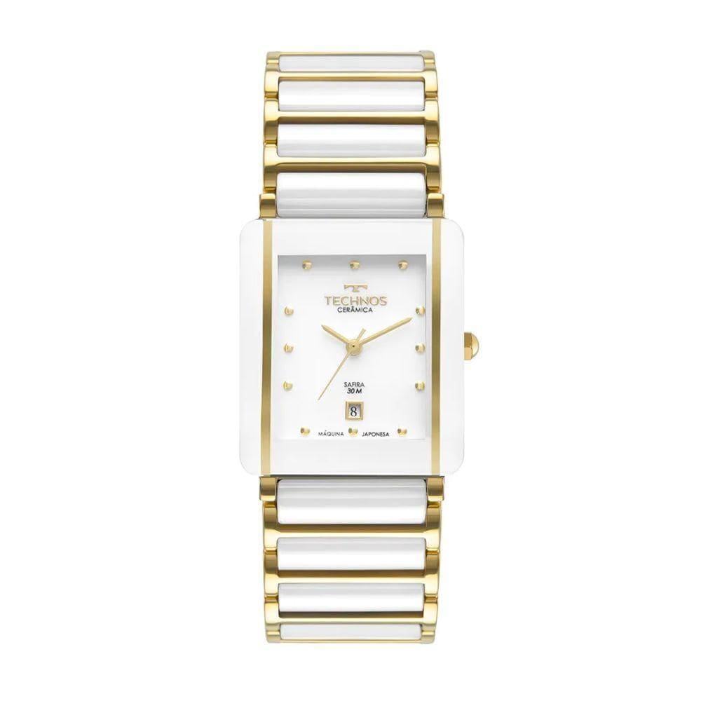 Relógio Technos Ceramic Saphire Branco/Dourado Feminino Gn10