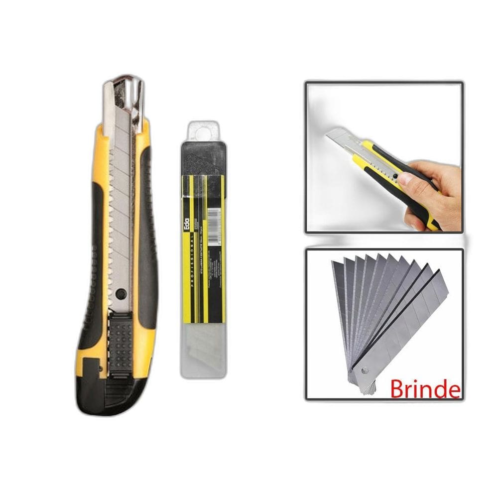 Estilete Precisão Profissional Emborrachado + Lâminas 18Mm