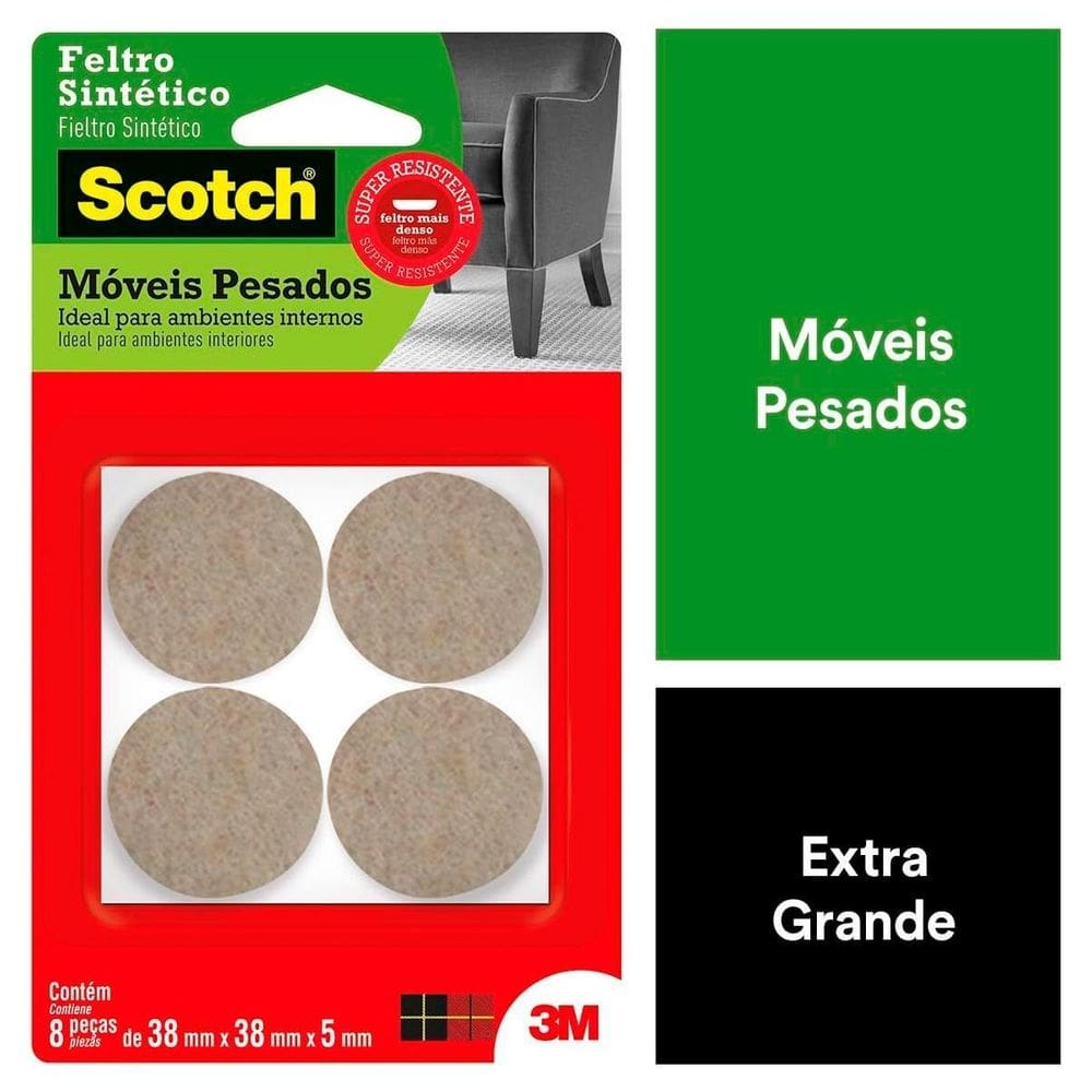 Feltro Sintético Marrom Redondo Grande Móveis Pesados Scotch