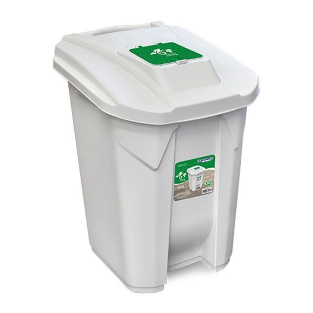 Lixeira Cesto Grande 120 Litros Com Tampa Click Branca