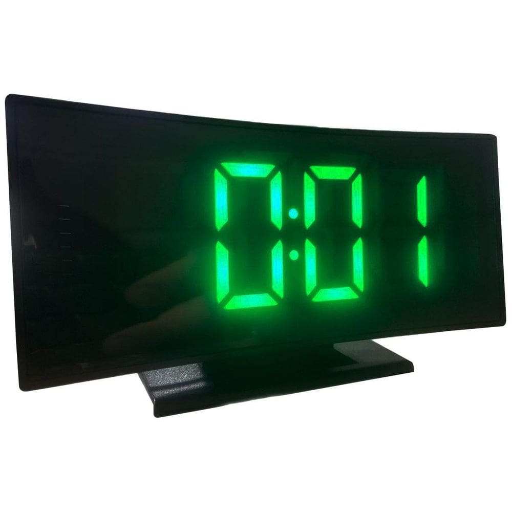 Relógio Curvado Led Digital Espelhado Despertador