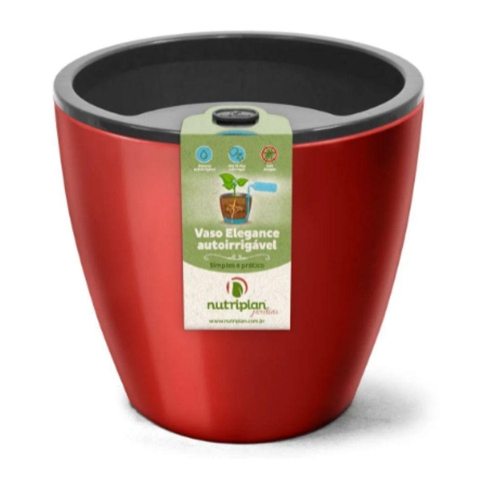 Vaso Elegance Autoirrigável N3,5 Vermelho Nutriplan 1,8L