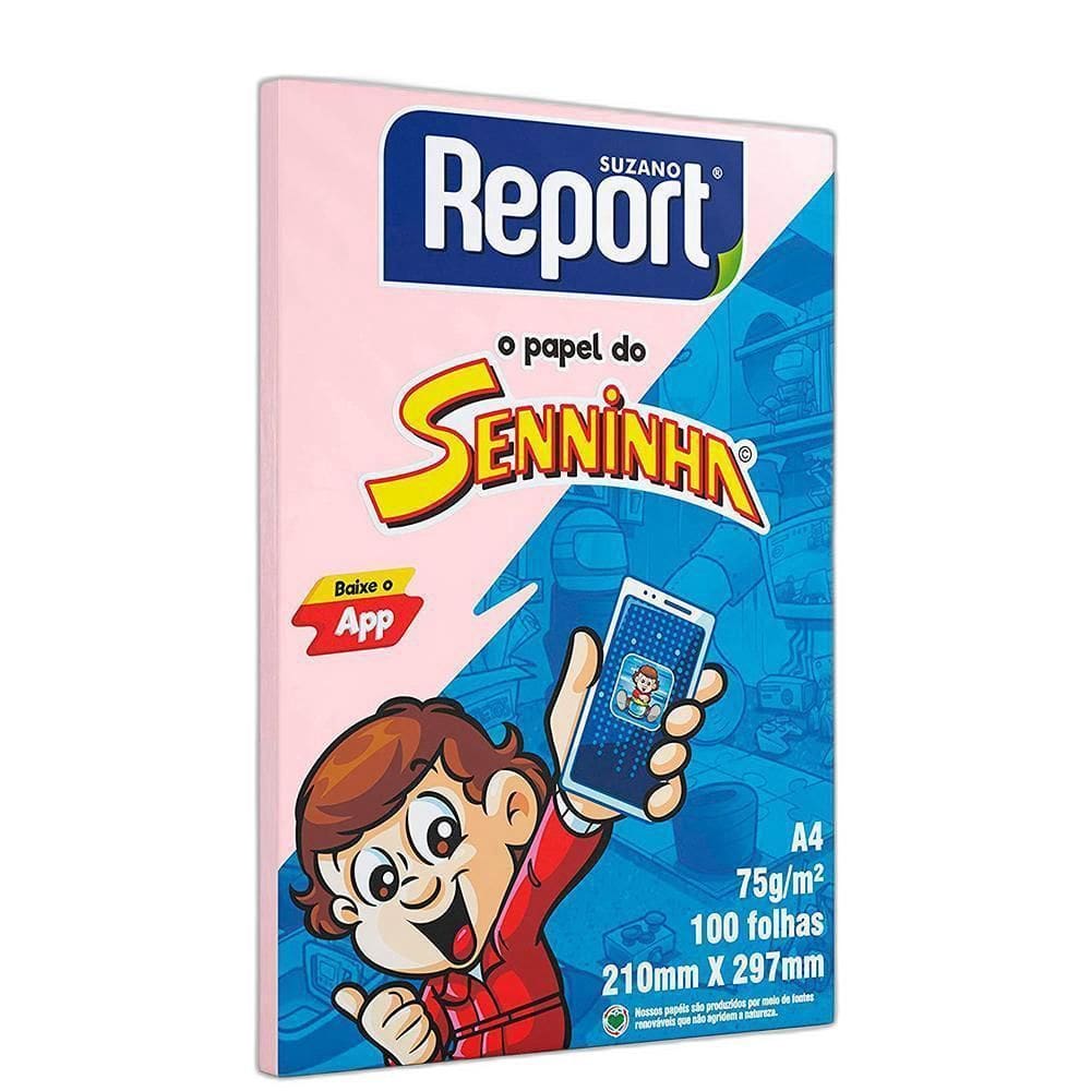 Papel Sulfite Report A4 75G Senninha Rosa 100 Folhas