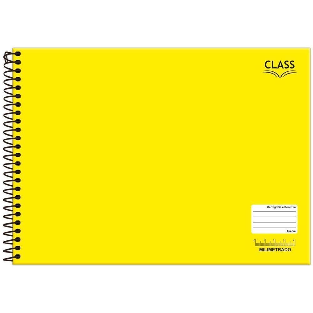 Caderno Cartografia Milimetrado 80Fls Class Amarelo Foroni