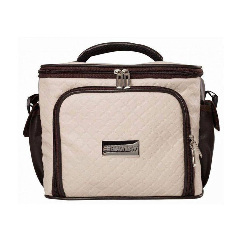 Bolsa Térmica 3 Potes - Marfim Com Marrom Fit Model