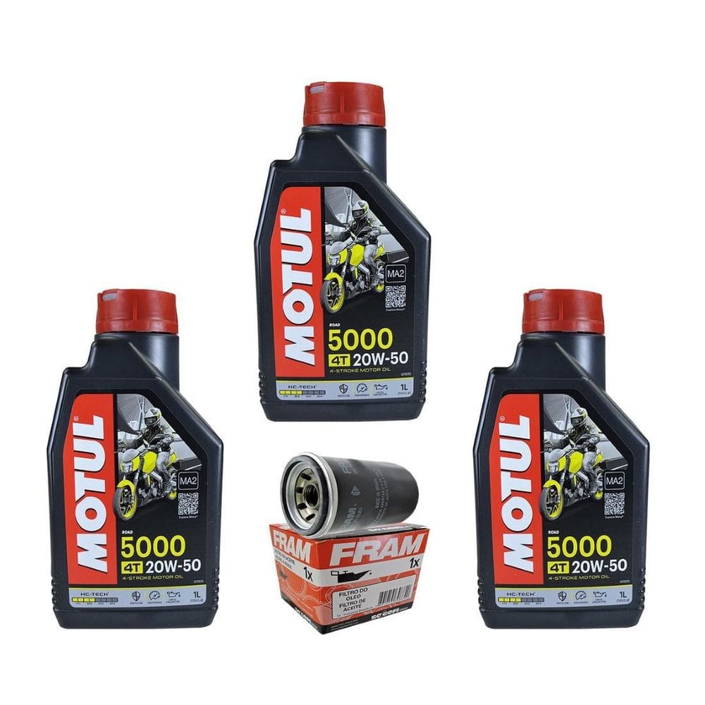 Óleo Motul 5000 Semissintético 20W50 Filtro Fram Ph 6017 3L