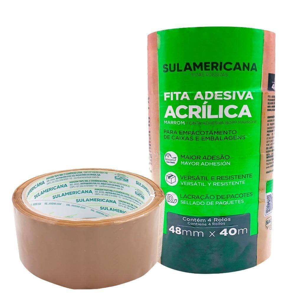 Fita Adesiva Empacotamento Sulamericana 48Mmx40M Marrom C/4