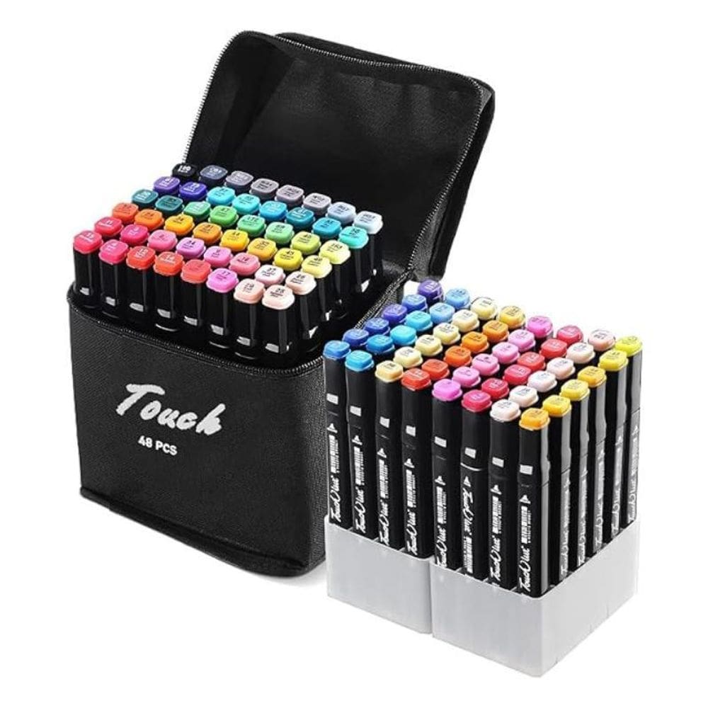 48 Cores Caneta Marcadora Ponta Dupla Pintura Arte Aquarela