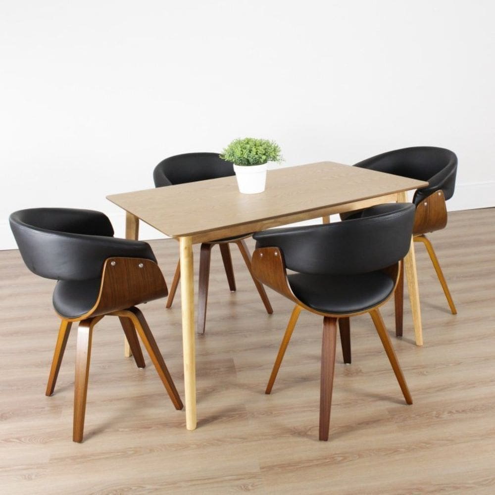 Conjunto Sala de Jantar Mesa Finlândia 120x75cm com 4 Cadeiras Betina Pu Preto