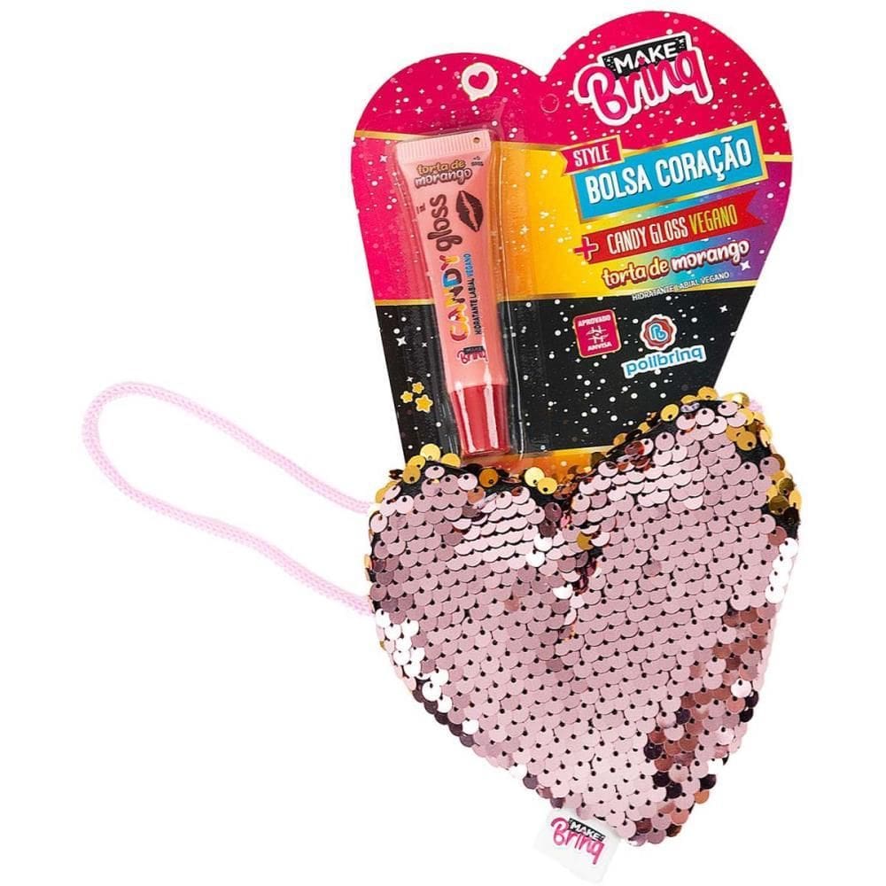 Maquiagem E Beleza Infantil Make Brinq Bolsa Coração+Gloss