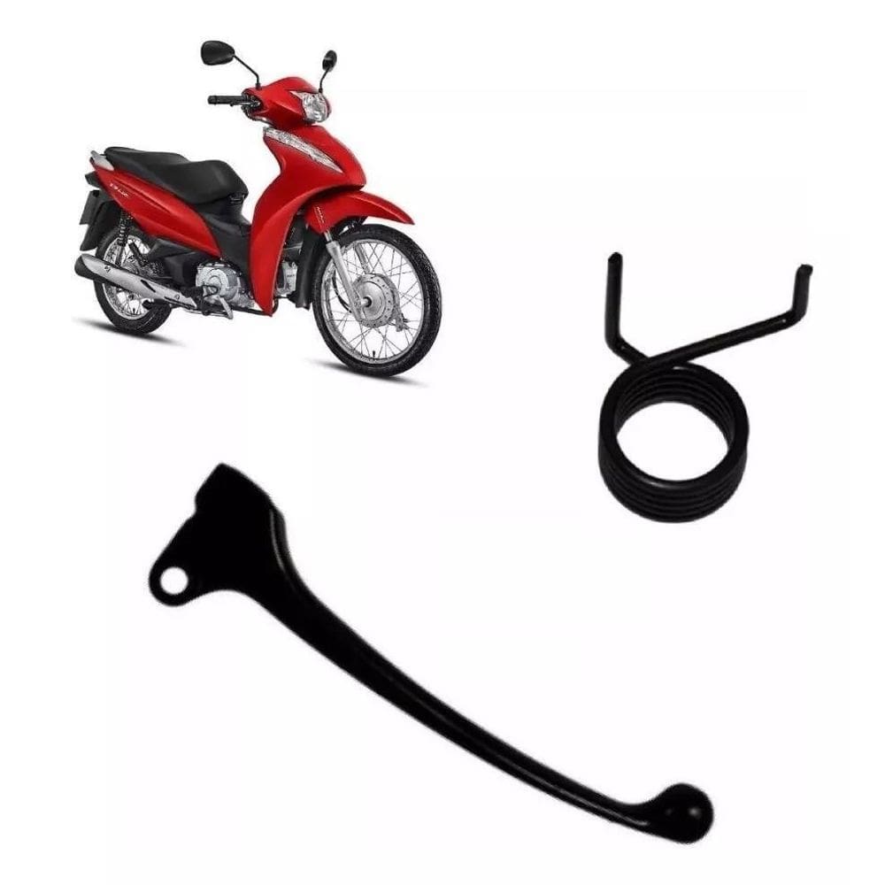 Kit Manete Preto Freio Lona  Cbs  + Mola Do Retorno-Biz110I