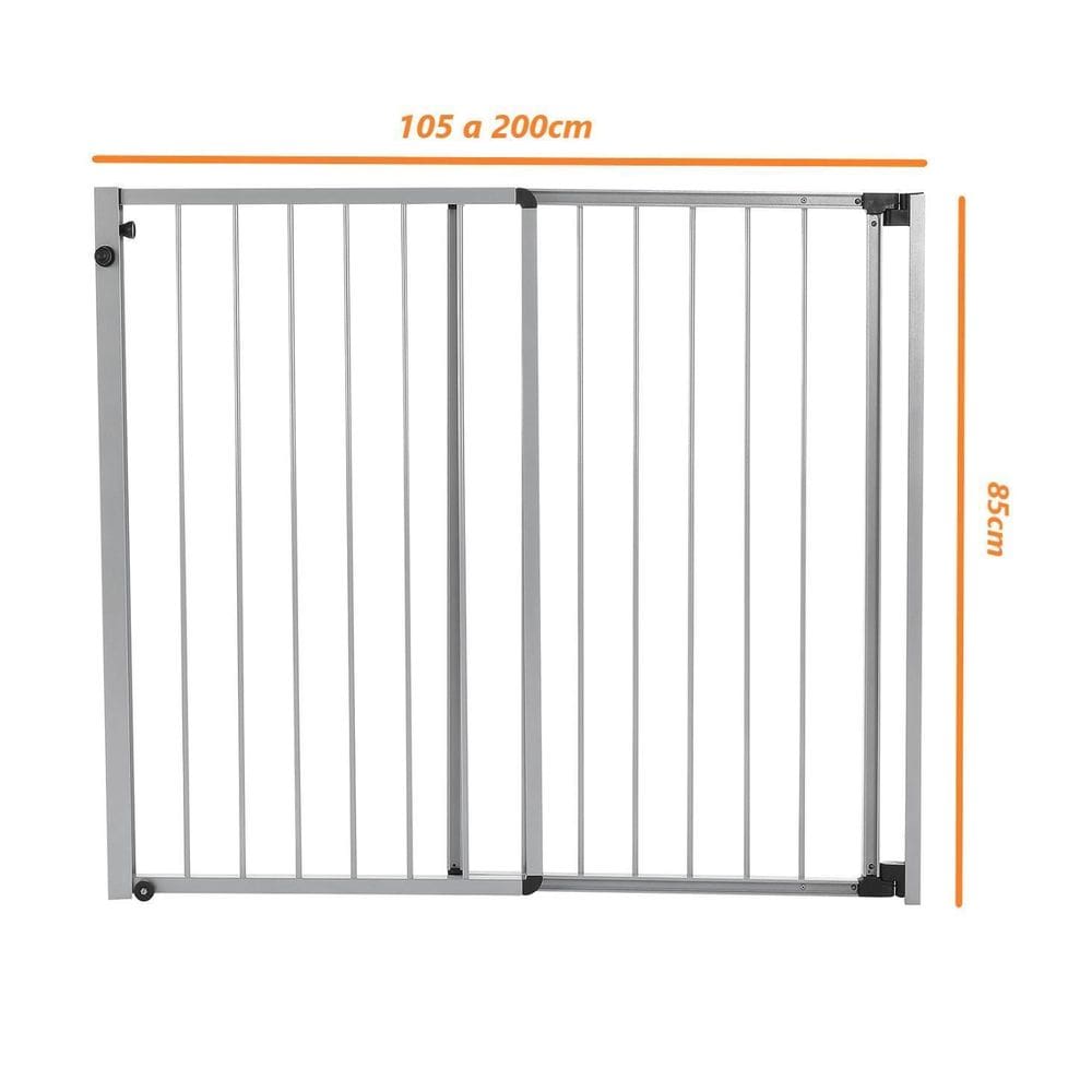 Portão D Correr Largura Regulável 105 A 200Cm Alumínio Cinza
