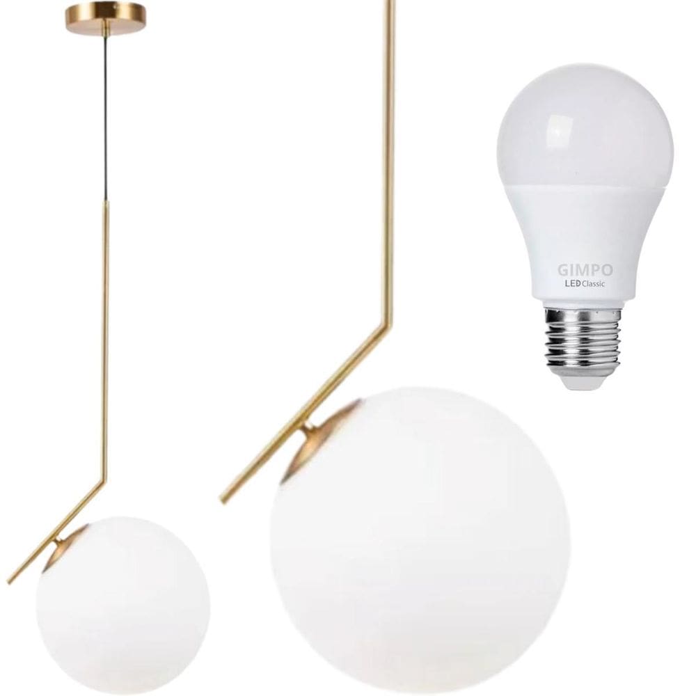 Luminária Pendente Jabuticaba 45Cm Angular Globo Vidro 15Cm