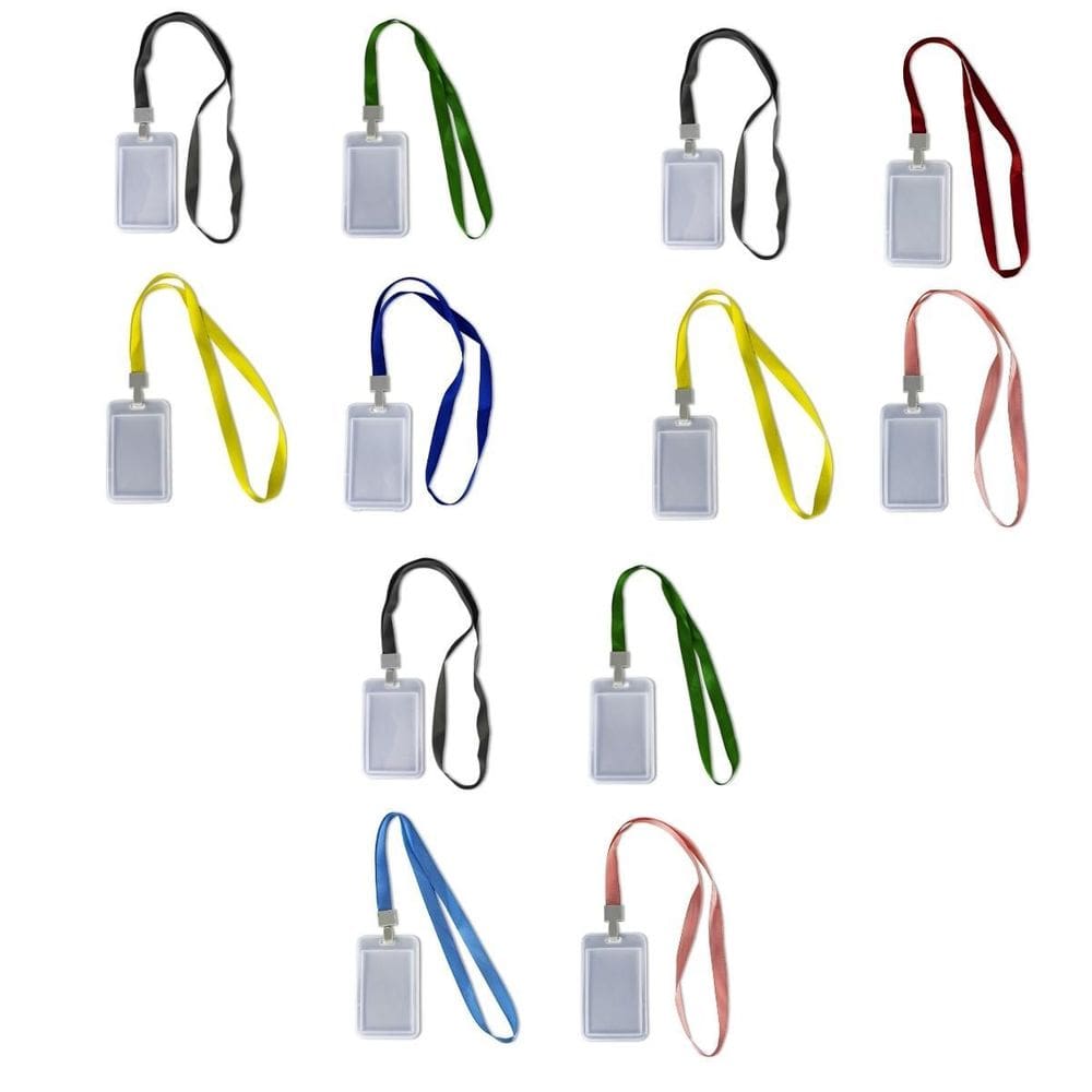 Kit 12 Porta Crachá Transparente Cordão Cores